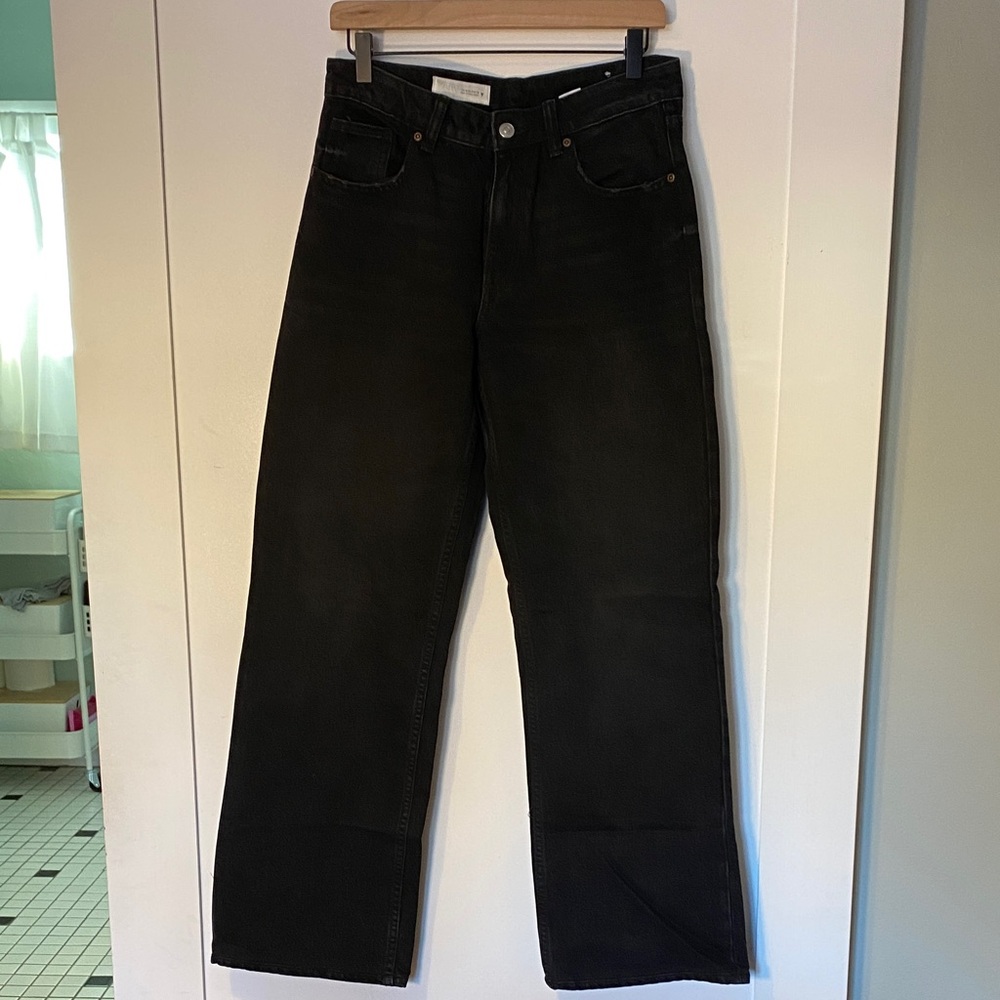 Zara Black Wide Leg Flare Jeans